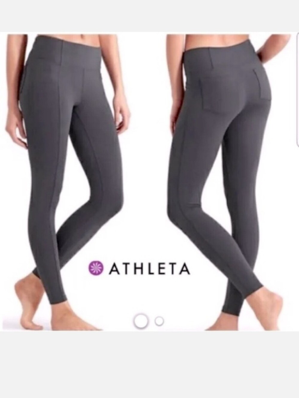 Athleta Metro High Rise Leggings Gray Back Pocket NWOT Size L Athletic Yoga